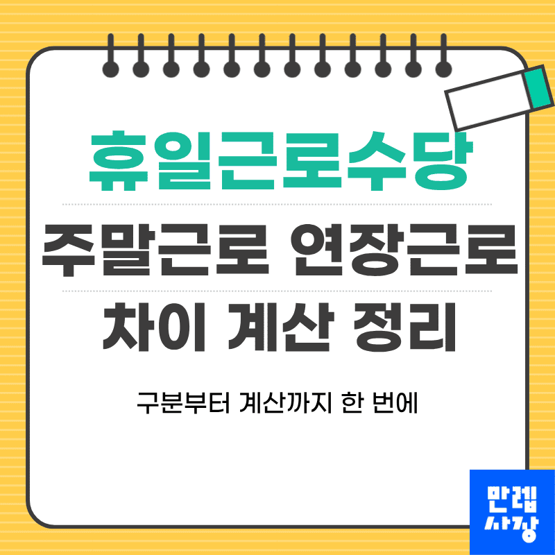 휴일근로수당 주말근로 연장근로 차이 정리 첫페이지