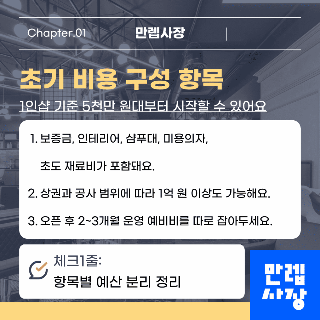 미용실 창업 초기 비용 구성