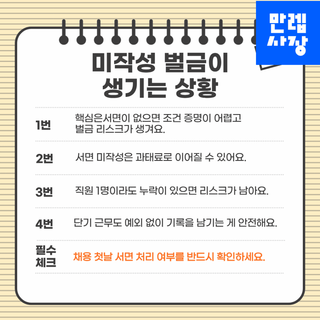 미작성 벌금이 생기는 상황