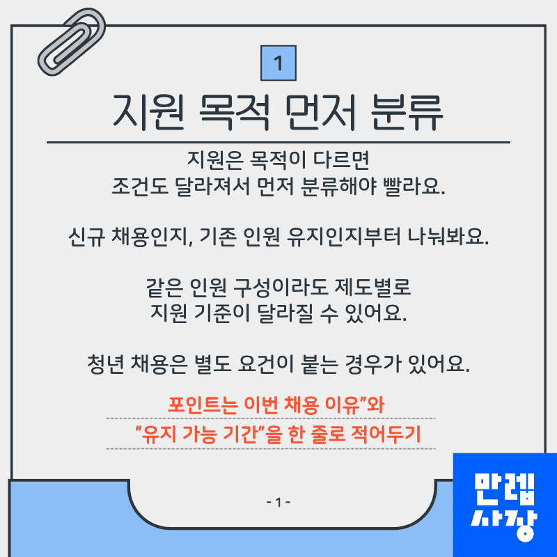 지원 목적 분류 설명