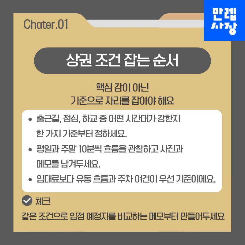상권 조건 잡는 순서