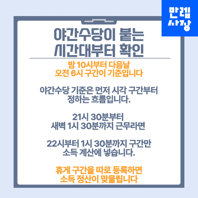 야간수당이 적용되는 시간대 기준