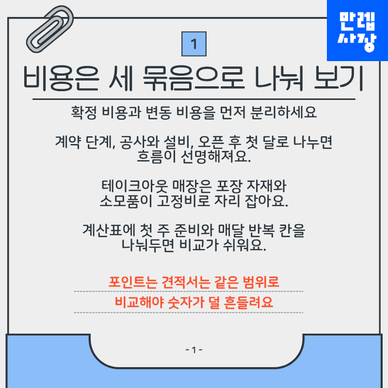 비용을 세 묶음으로 구분하는 방법