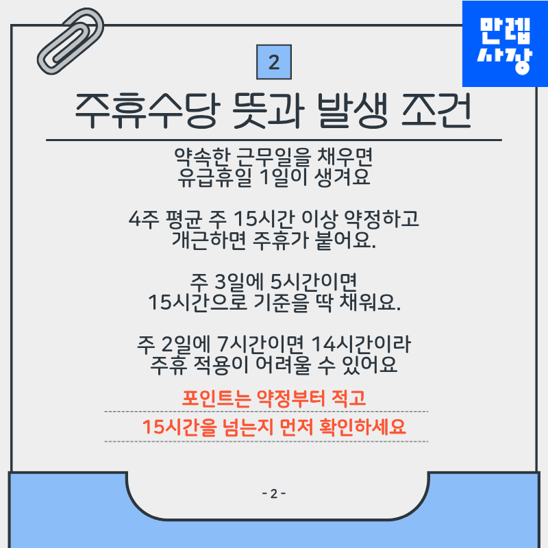주휴수당 뜻과 발생 조건
