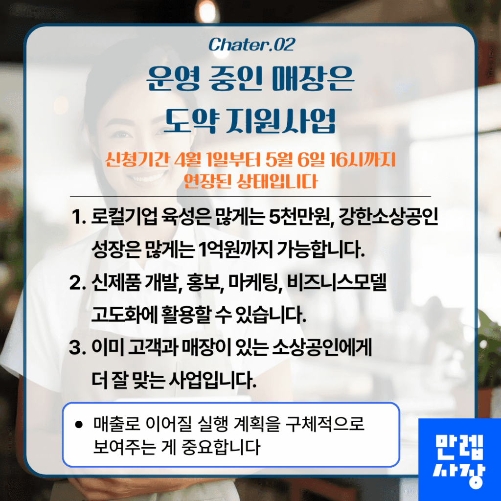 운영 중인 매장을 위한 도약 지원사업
