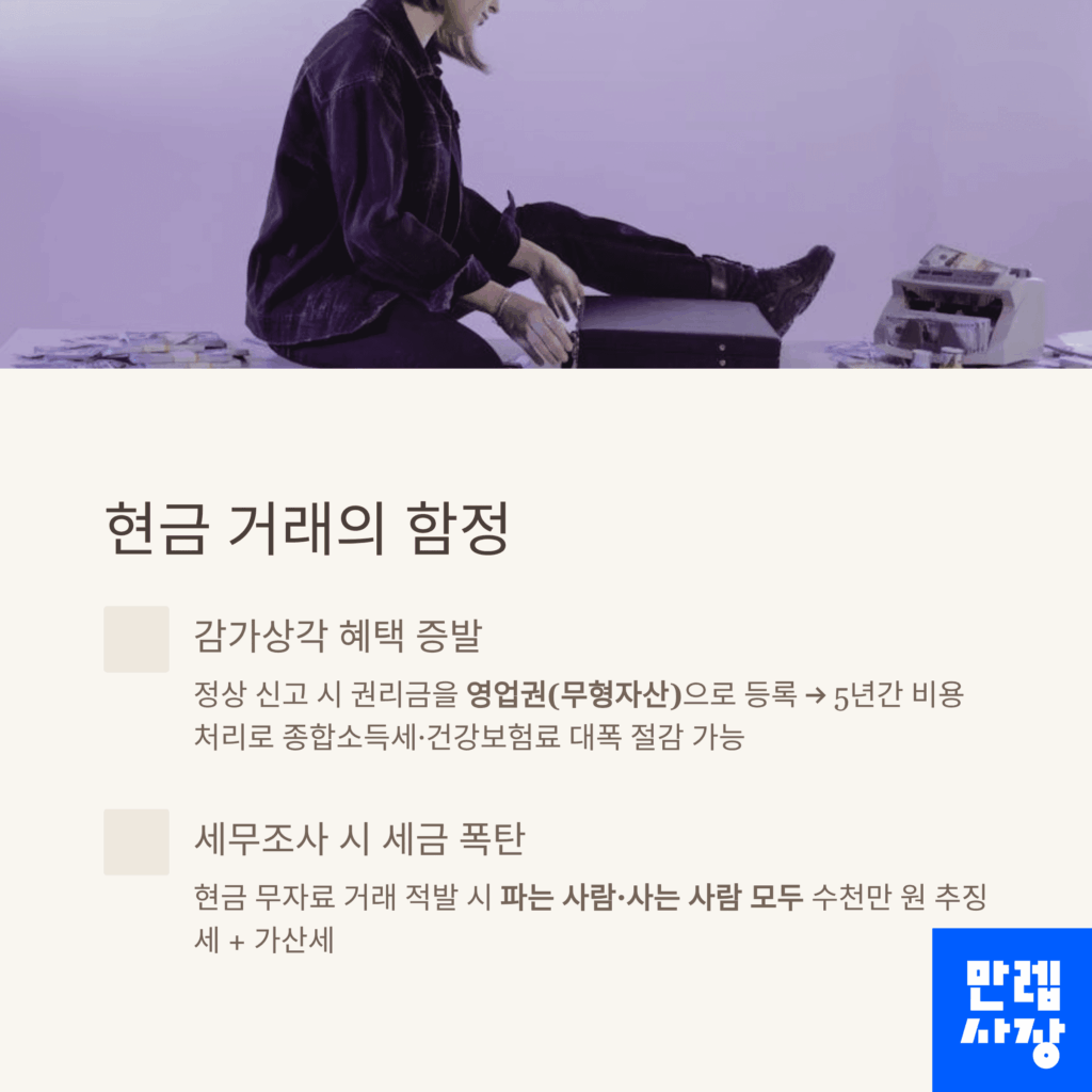 현금거래시 유의사항