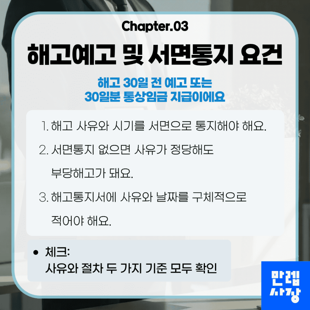 해고예고 및 서면통지 요건