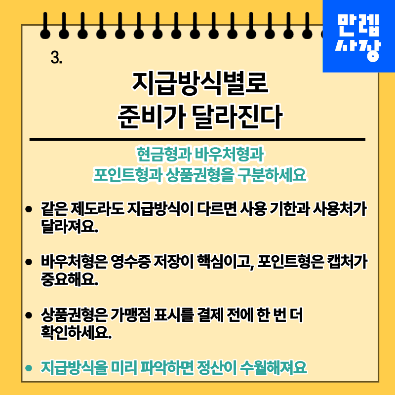 지급방식별로 준비가 달라진다