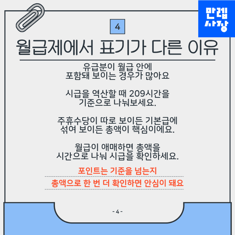 월급제에서 표기가 다른 이유