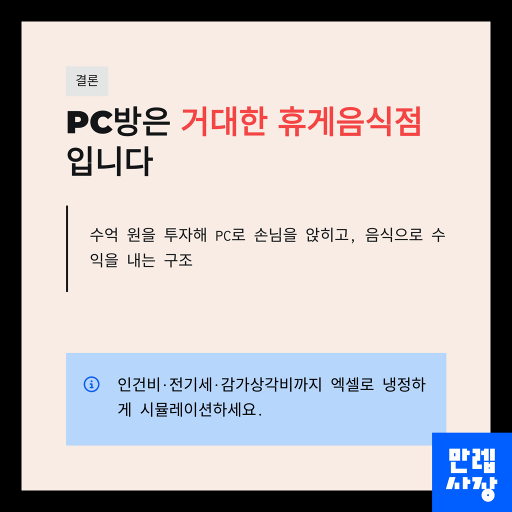 결론은 PC방은 휴게음식점