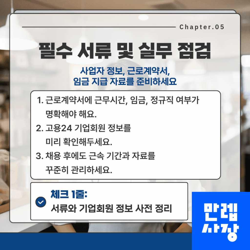 고용지원금 준비 서류 및 실무 점검