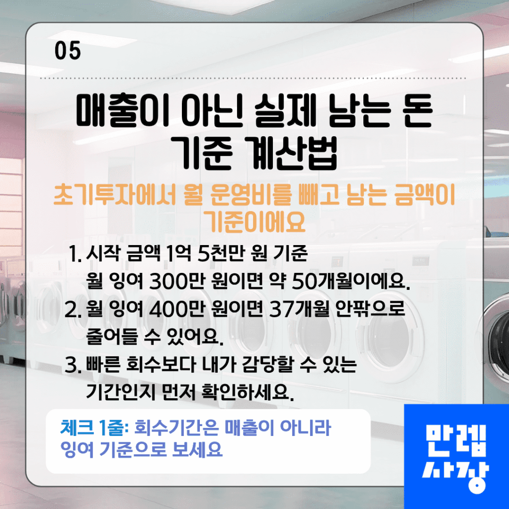 무인빨래방 창업 회수기간 계산 기준