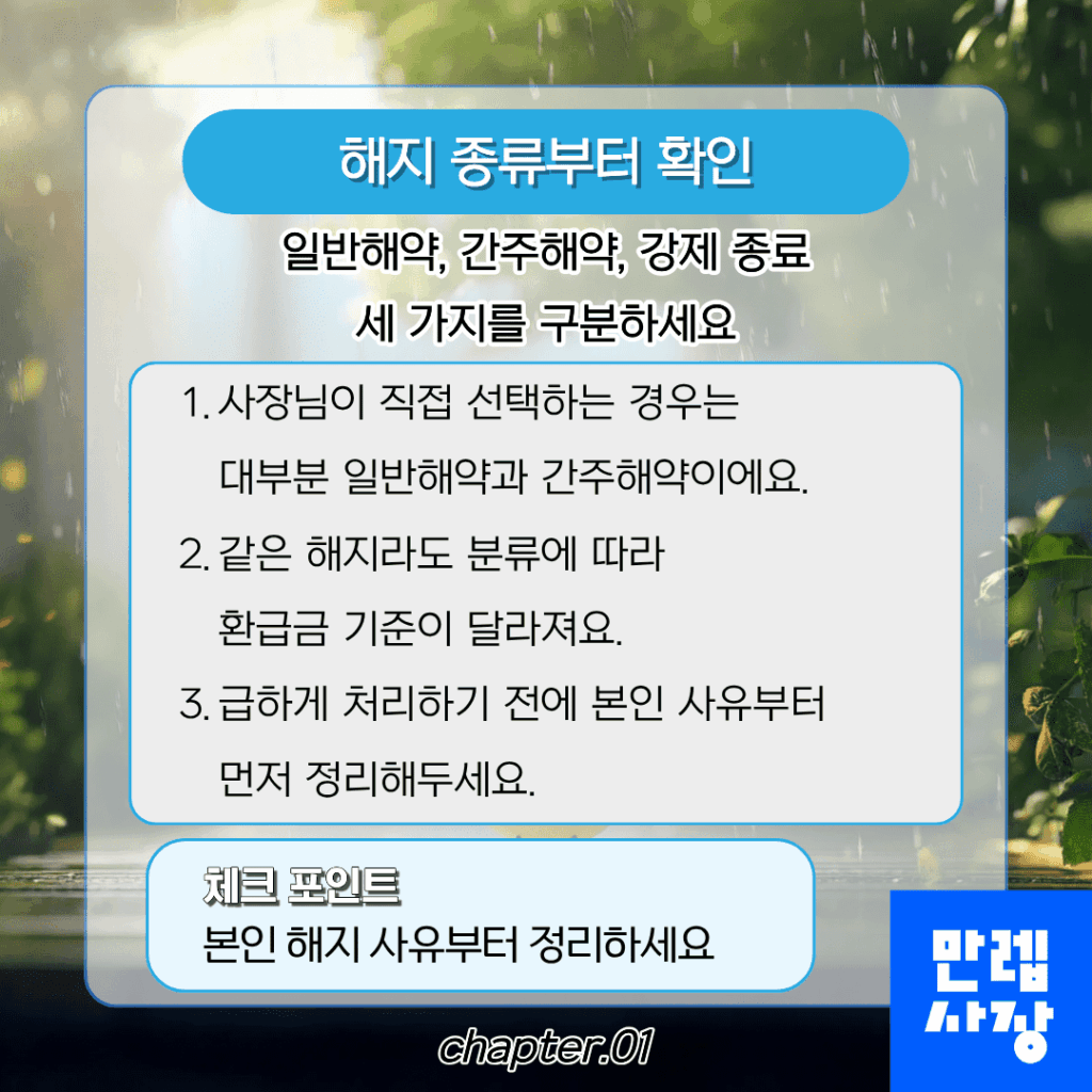 해지 종류부터 확인