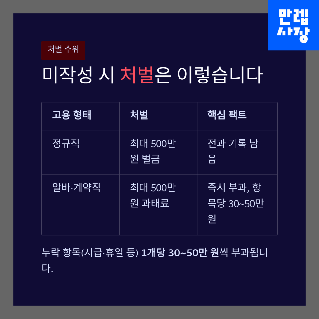 미작성 시 처벌 설명