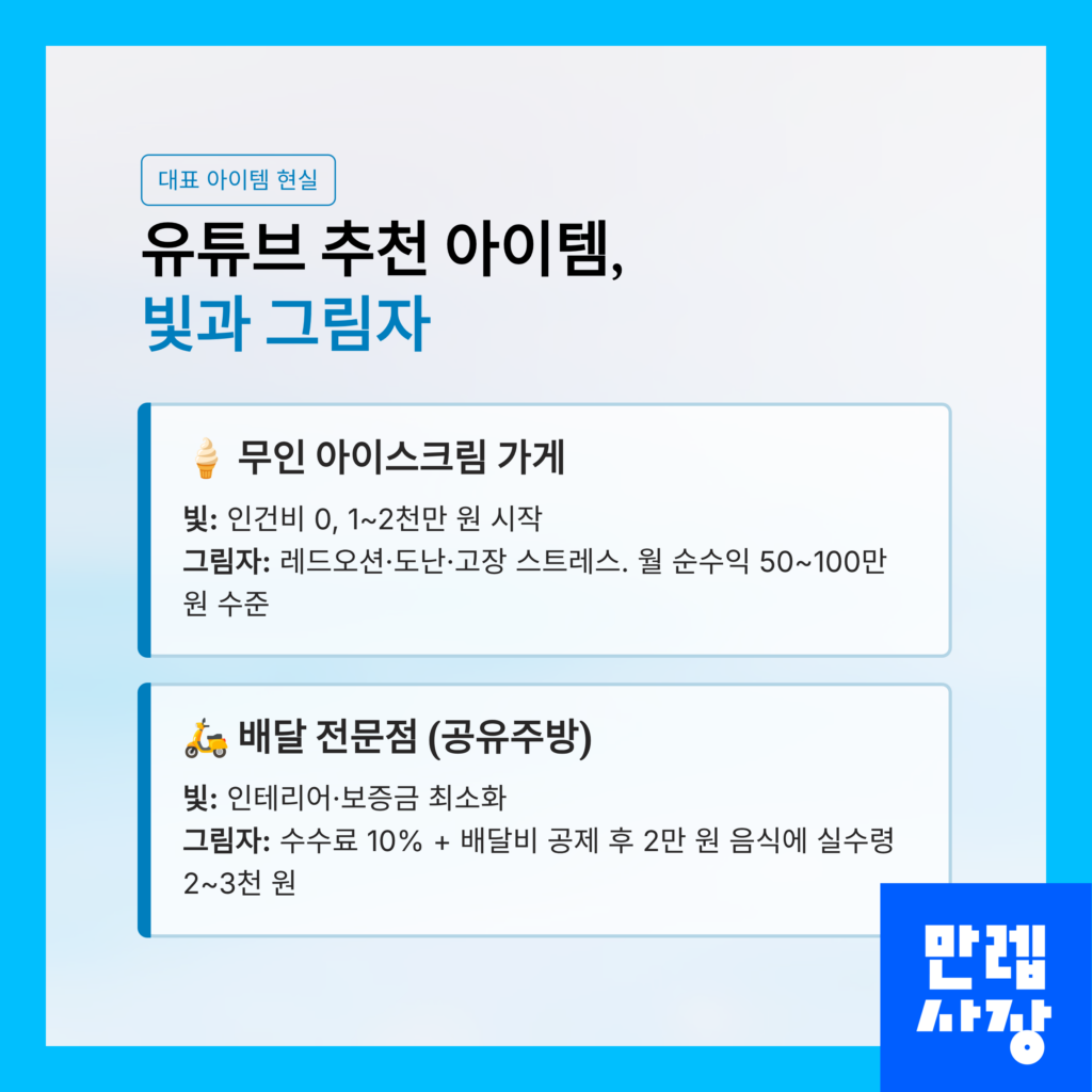 대표 아이템 2가지 장단점