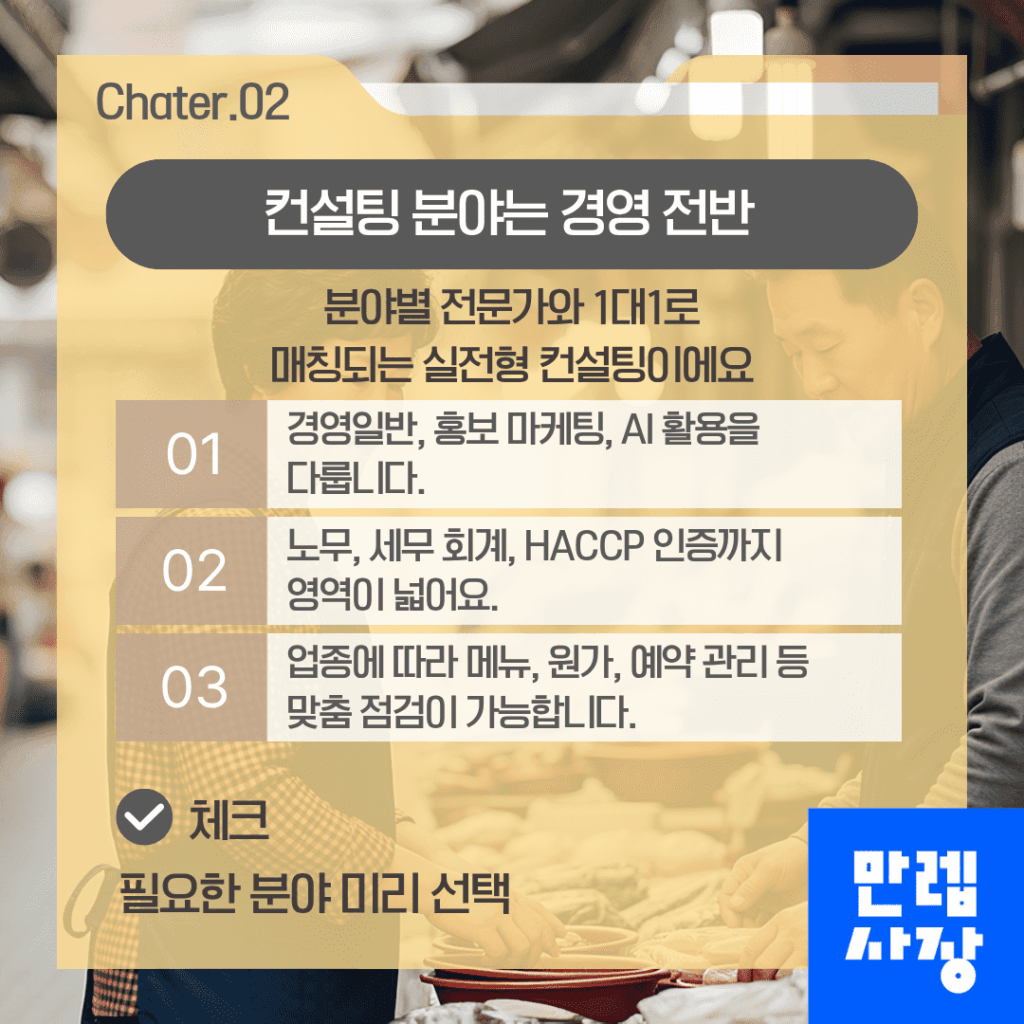 부산 소상공인 경영개선 컨설팅 지원 분야