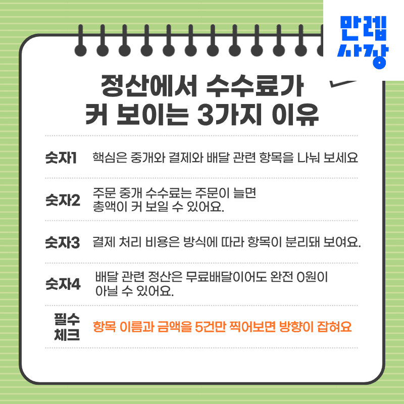 정산에서 수수료가 커 보이는 3가지 이유