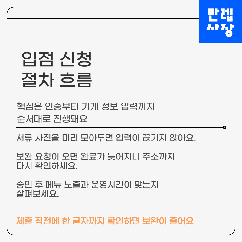 입점 신청 절차 흐름