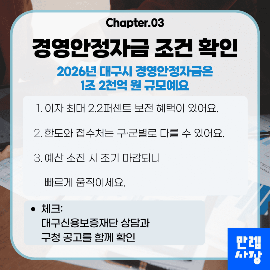 경영안정자금 조건 확인