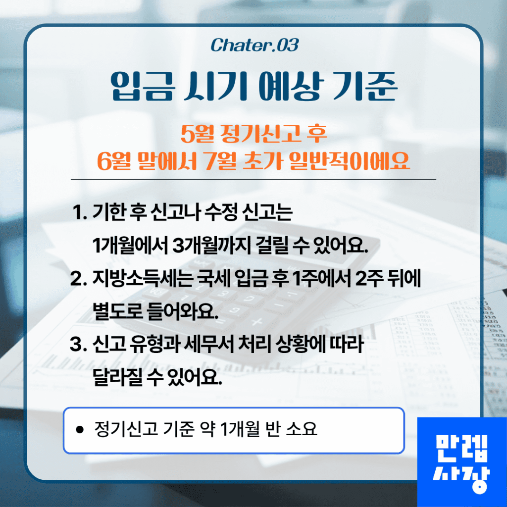 입금 시기 예상 기준