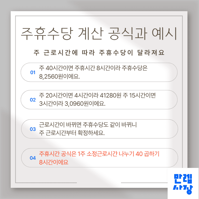 주휴수당 계산 공식과 예시