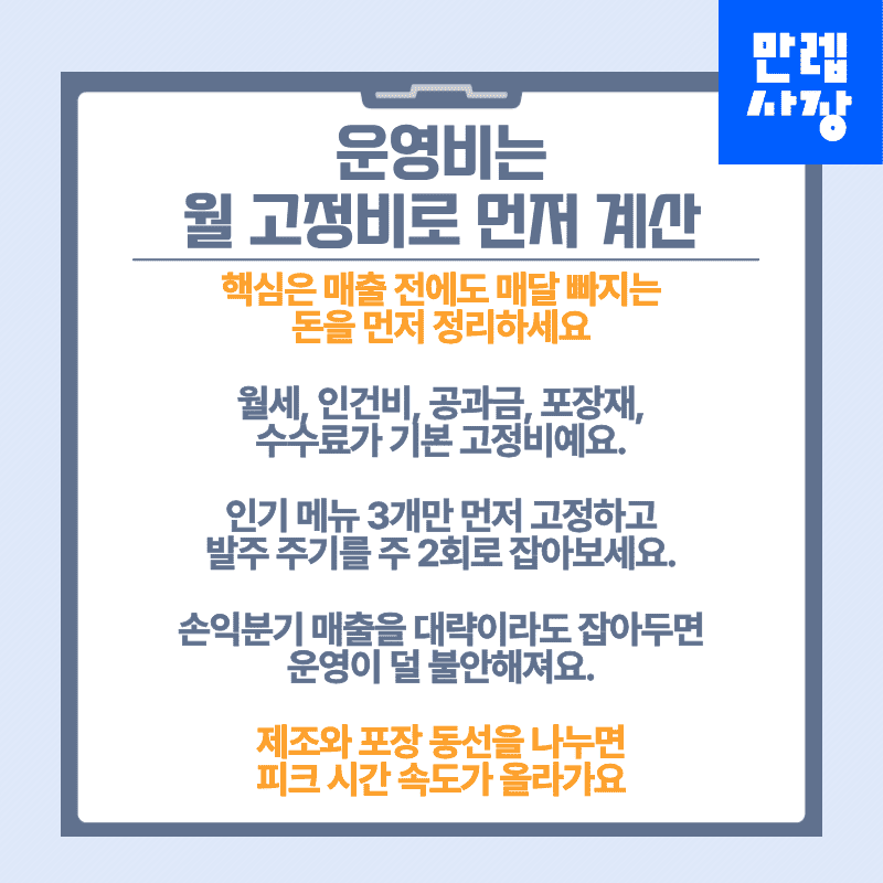 운영비는 월 고정비로 먼저 계산
