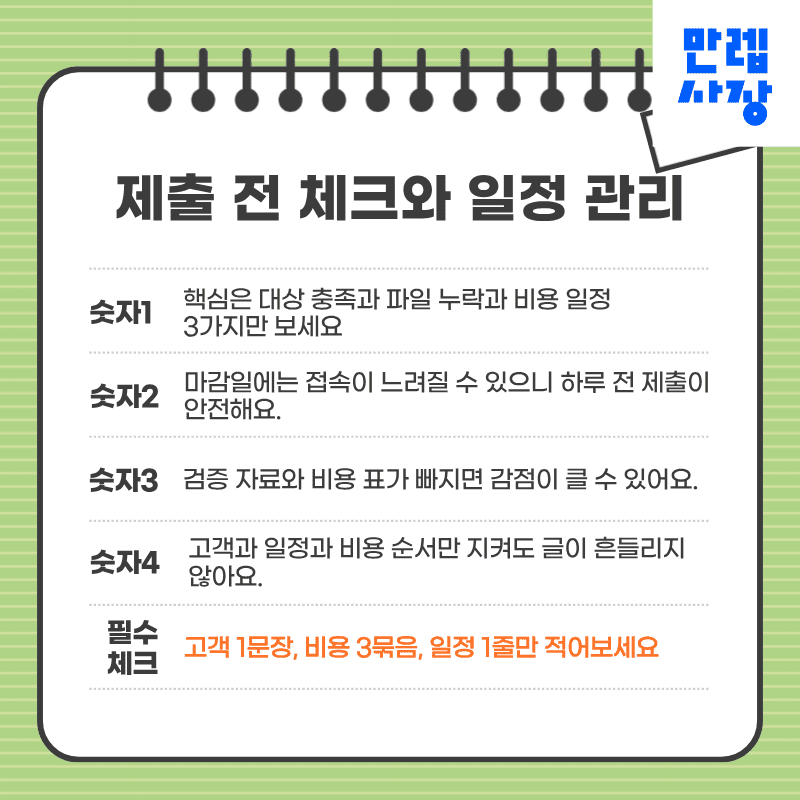 제출 전 체크와 일정 관리