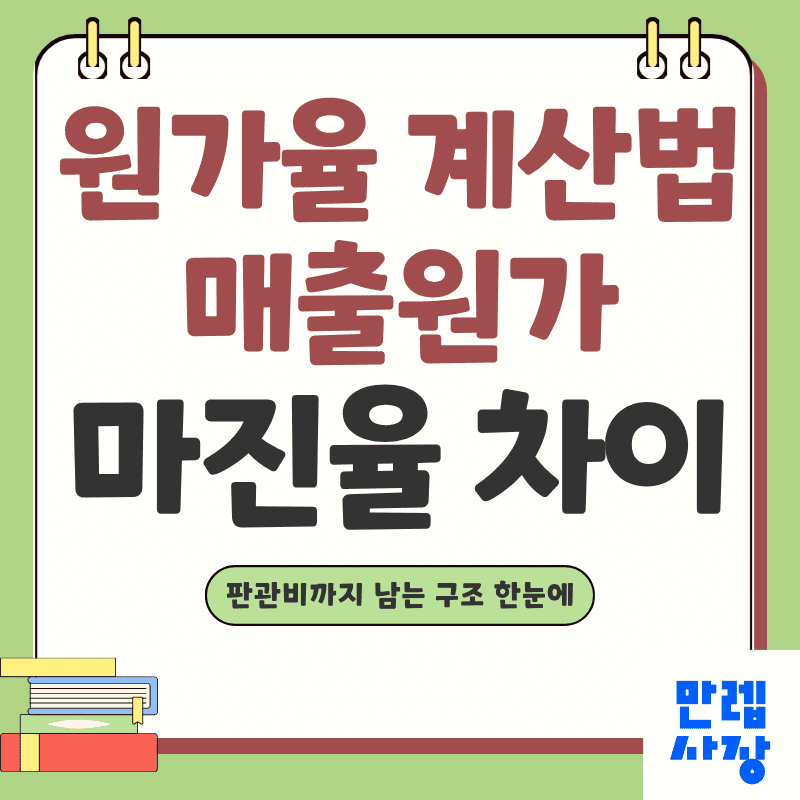 원가율 계산법 안내, 매출원가와 마진율 차이 이해하기 첫페이지