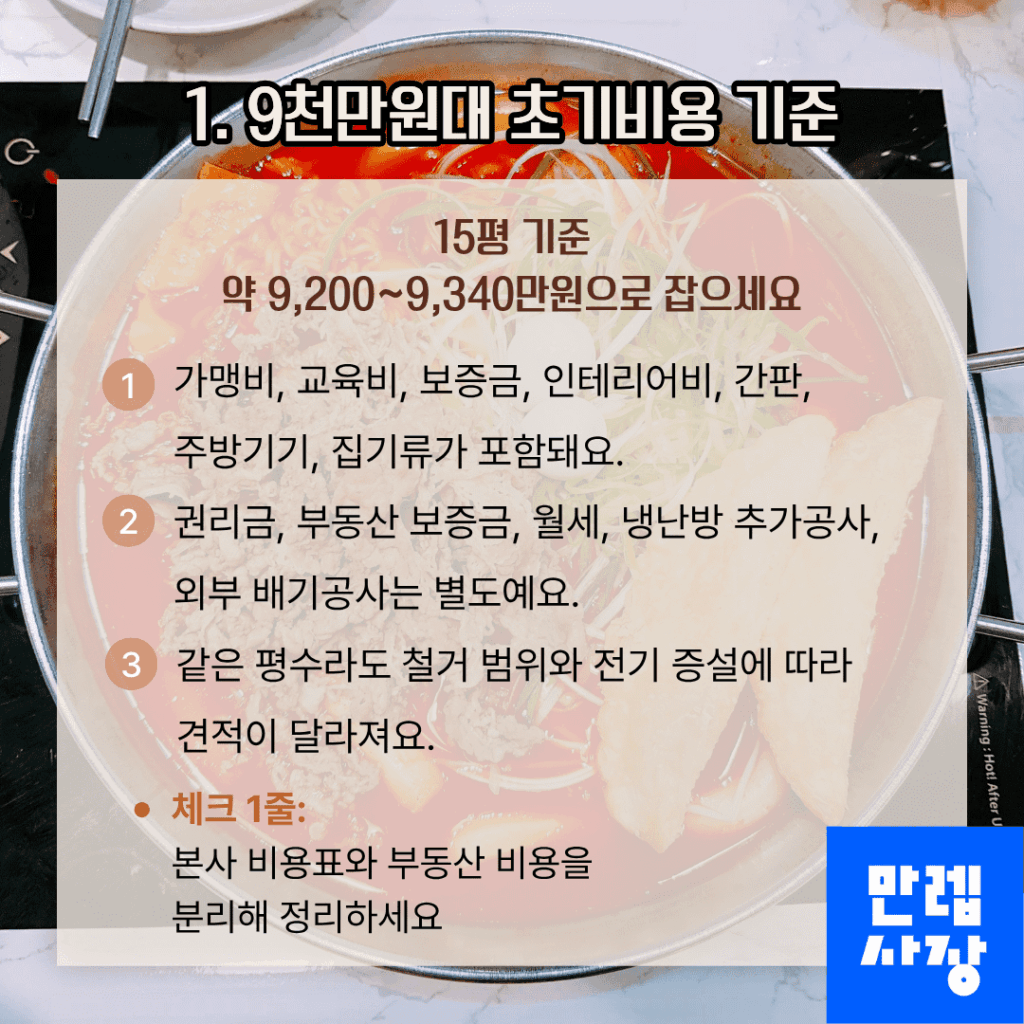 9천만원대 초기비용 기준
