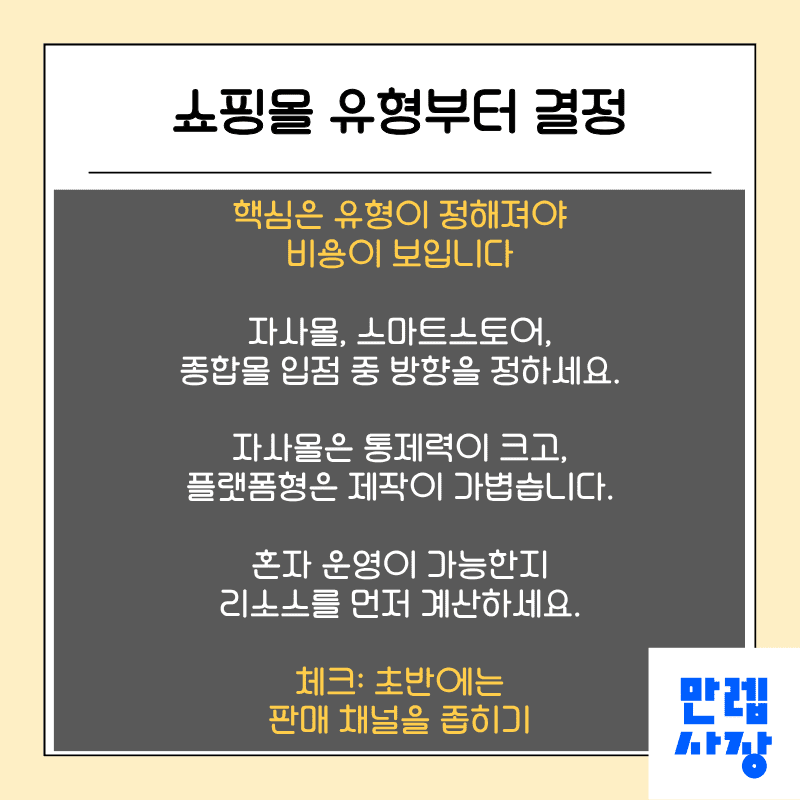 쇼핑몰 유형 먼저 결정