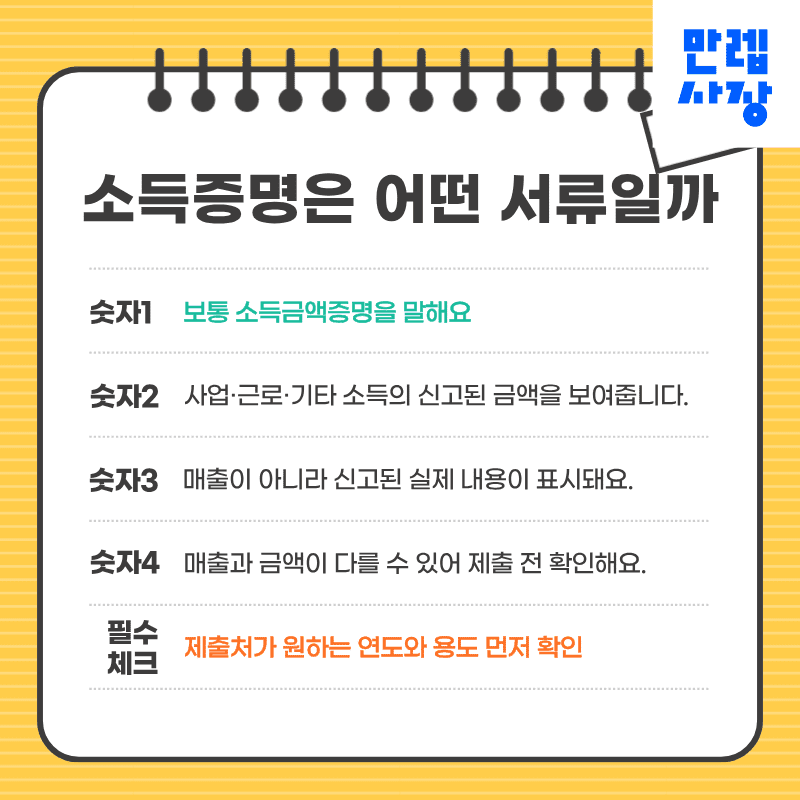 소득증명은 어떤 서류
