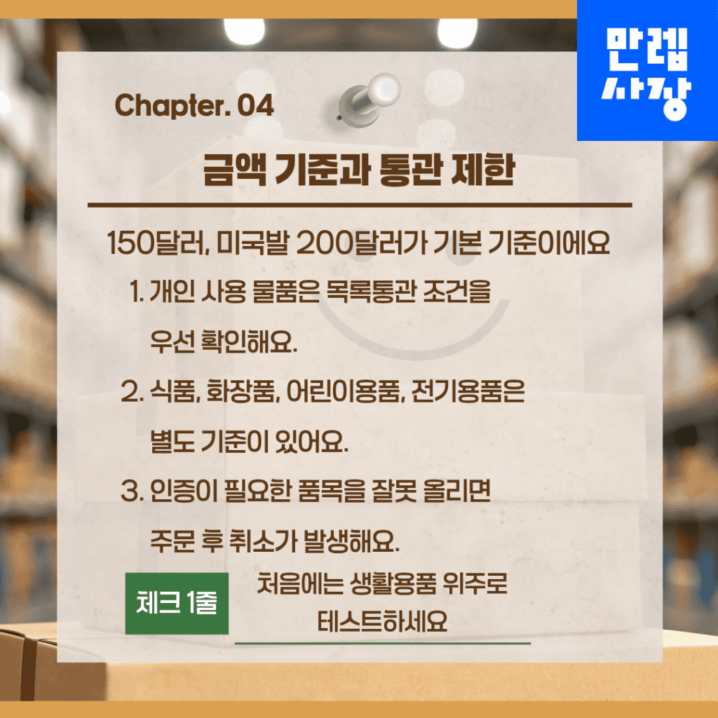 금액 기준과 통관 제한