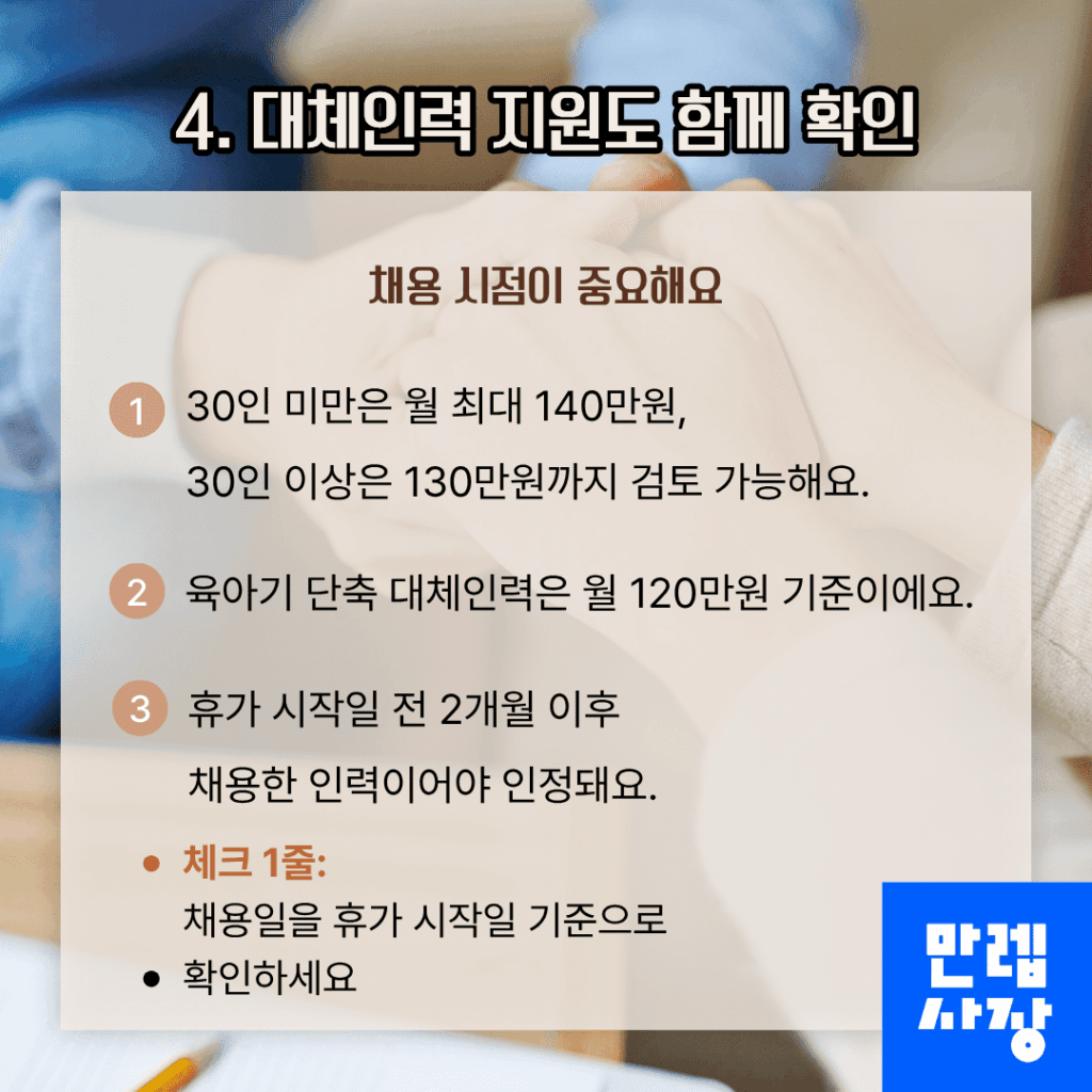 대체인력 지원도 같이 확인