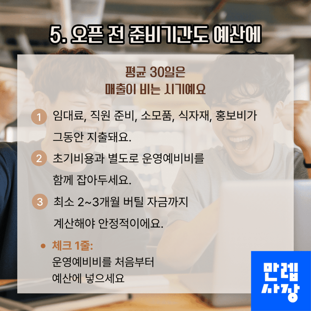 오픈 전 준비기간과 운영예비비