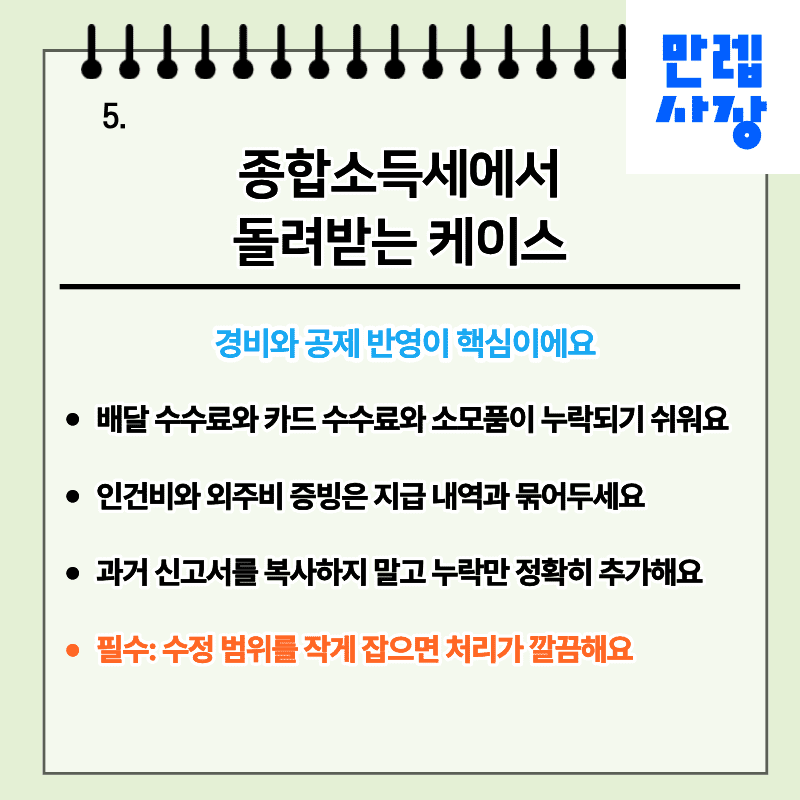 종합소득세에서 돌려받는 케이스