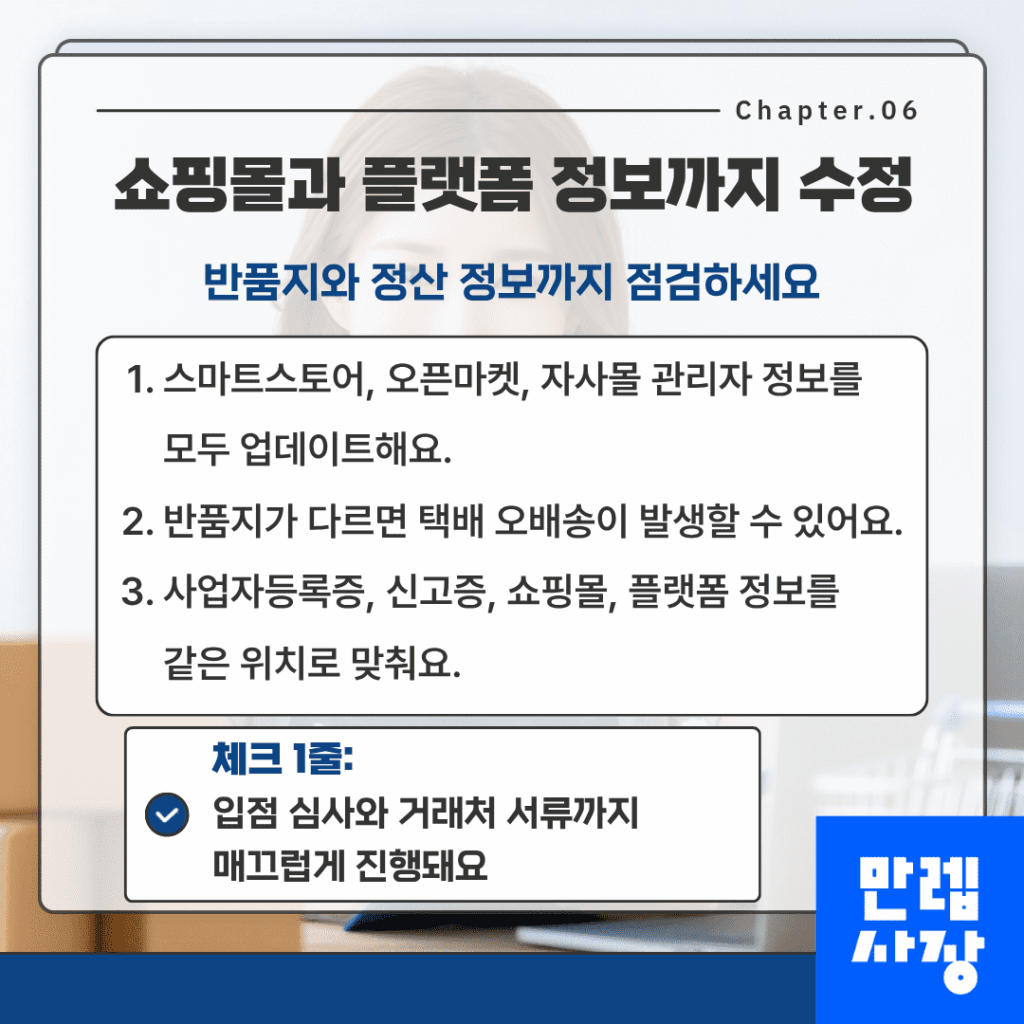 쇼핑몰과 플랫폼 정보까지 수정
