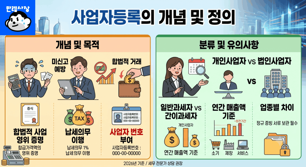 사업자등록이란 세무 관서에 사업자가 사업을 영위하고 있음을 사실상 증명하고, 납세의무를 이행하기 위해 사업자 번호를 부여받는 법적 절차입니다.