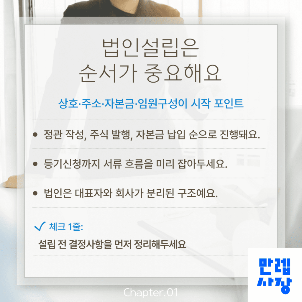 법인설립은 순서가 중요해요