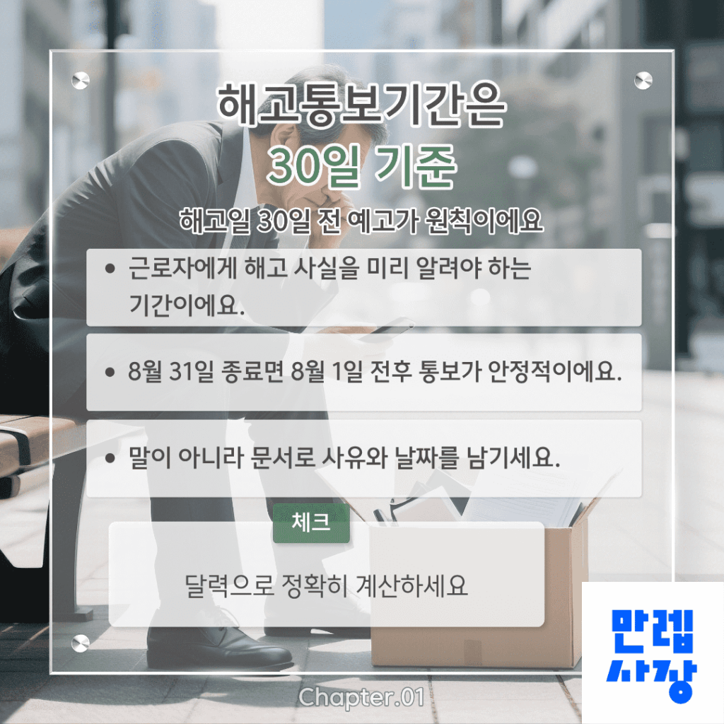 해고통보기간은 30일 기준