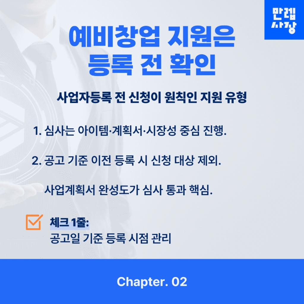 예비창업 지원 판정 흐름