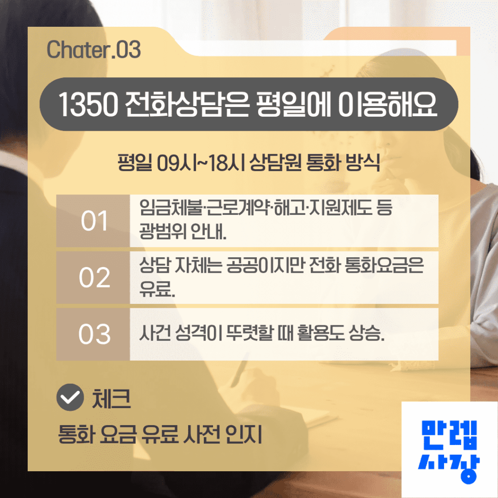 1350 전화상담 이용 조건