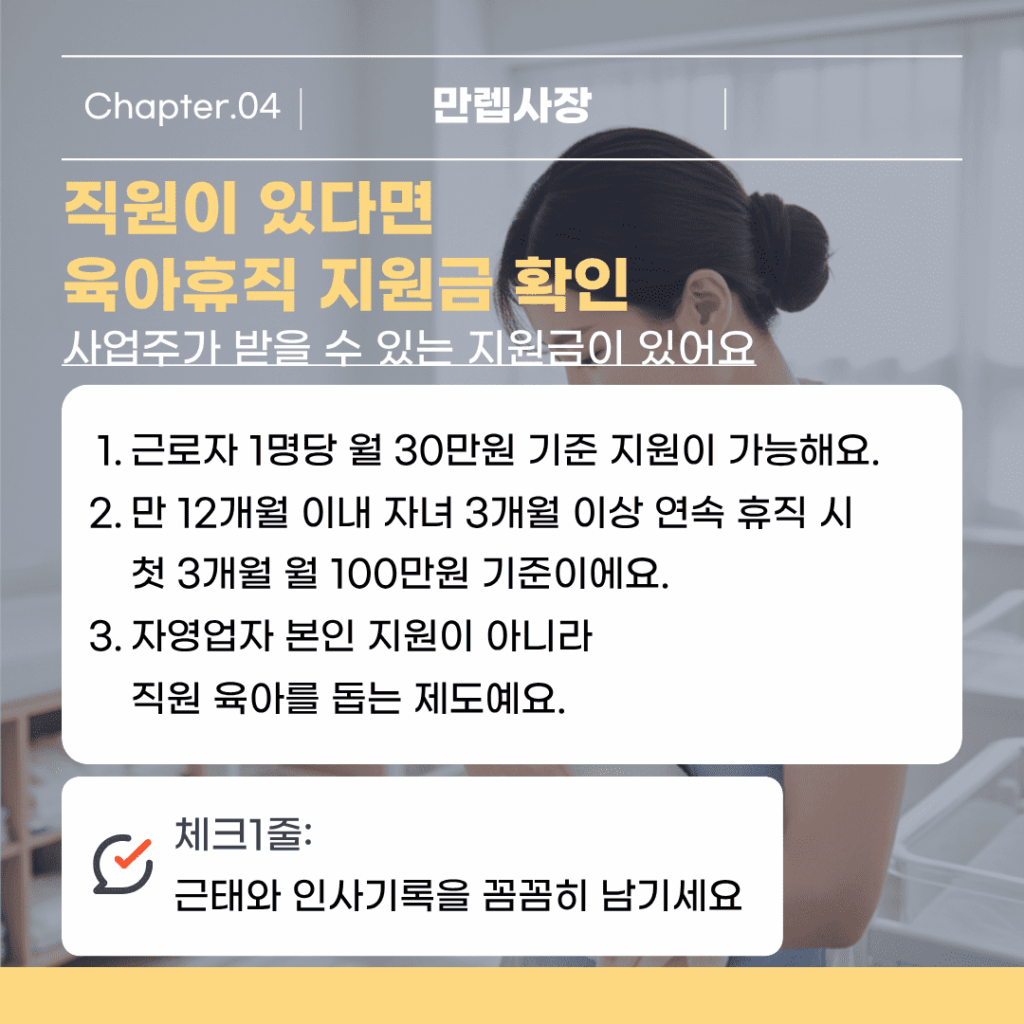 직원이 있다면 육아휴직 지원금 확인