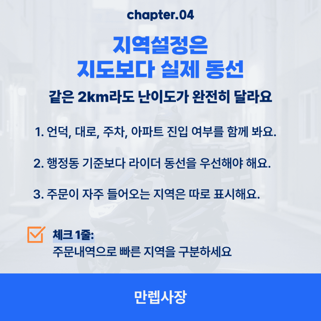 지역설정은 지도보다 실제 동선
