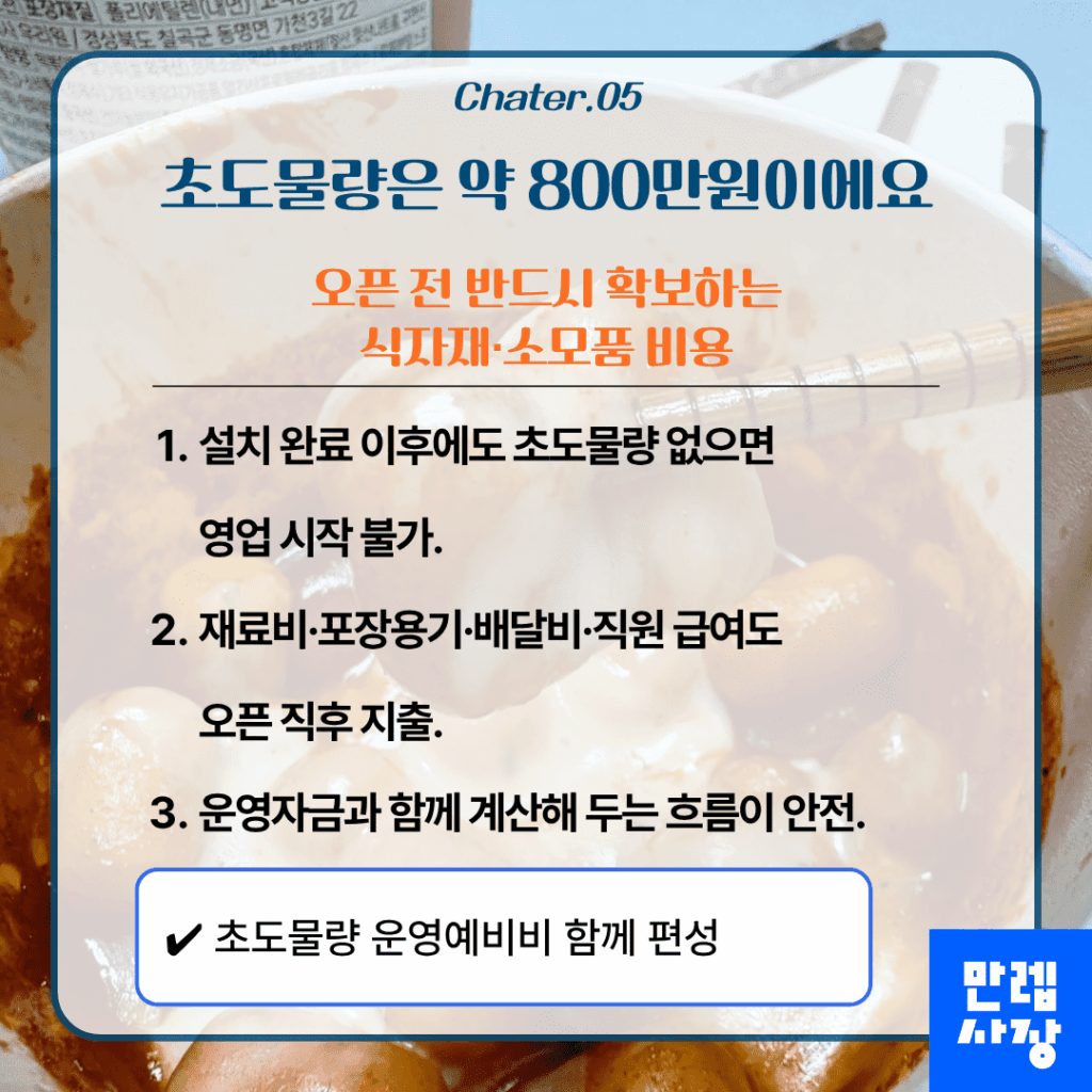 초도물량 준비 절차
