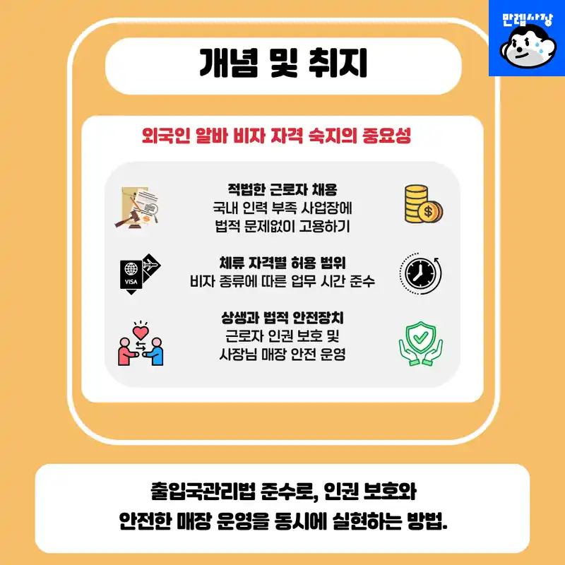 외국인 근로자 비자별 채용 가능 여부