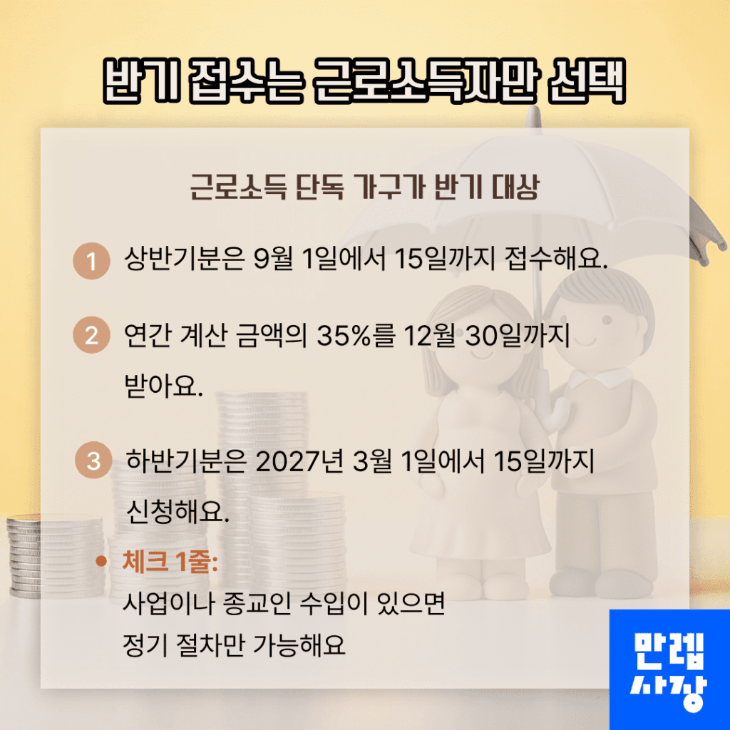 반기 접수는 근로소득자만 선택