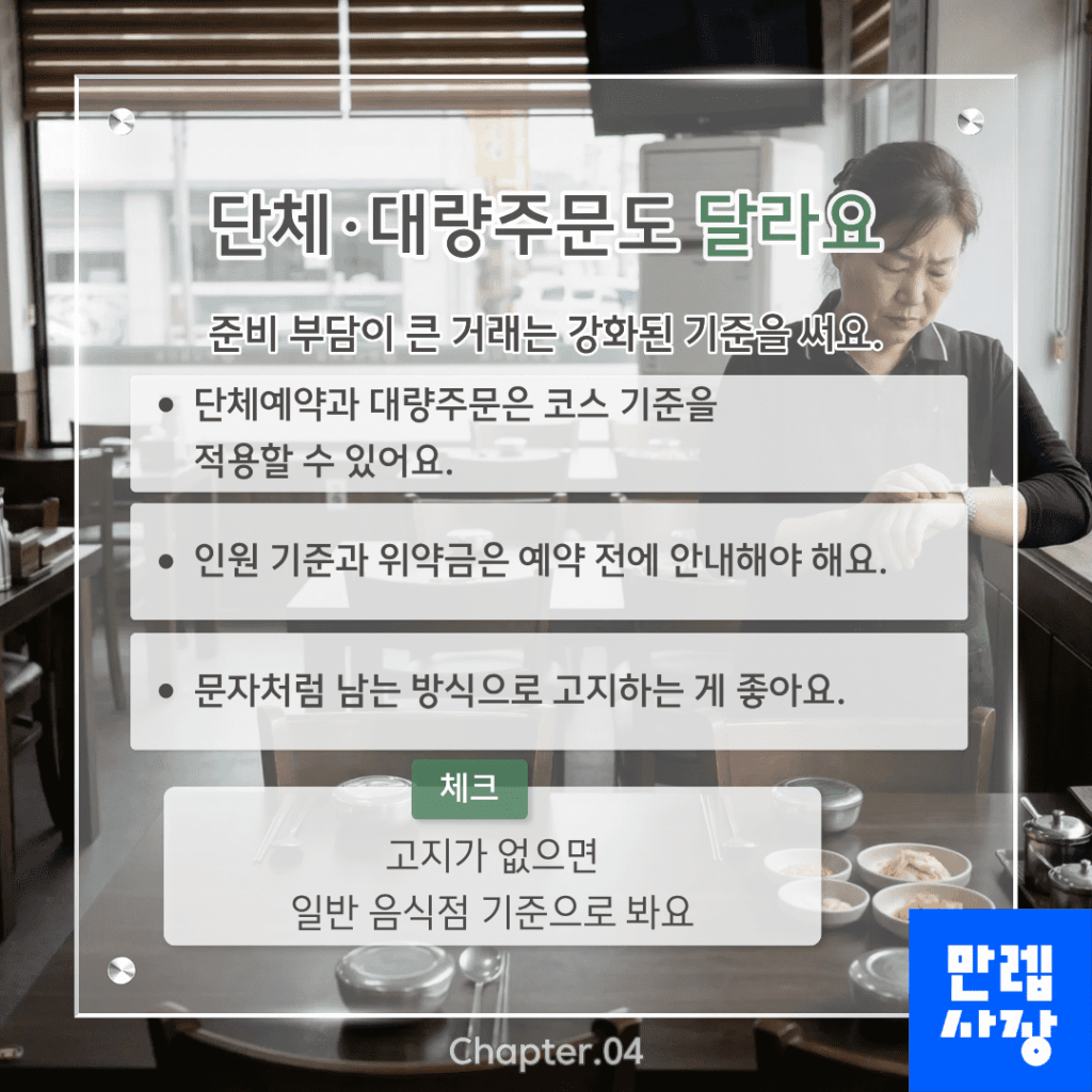 단체예약과 대량주문
