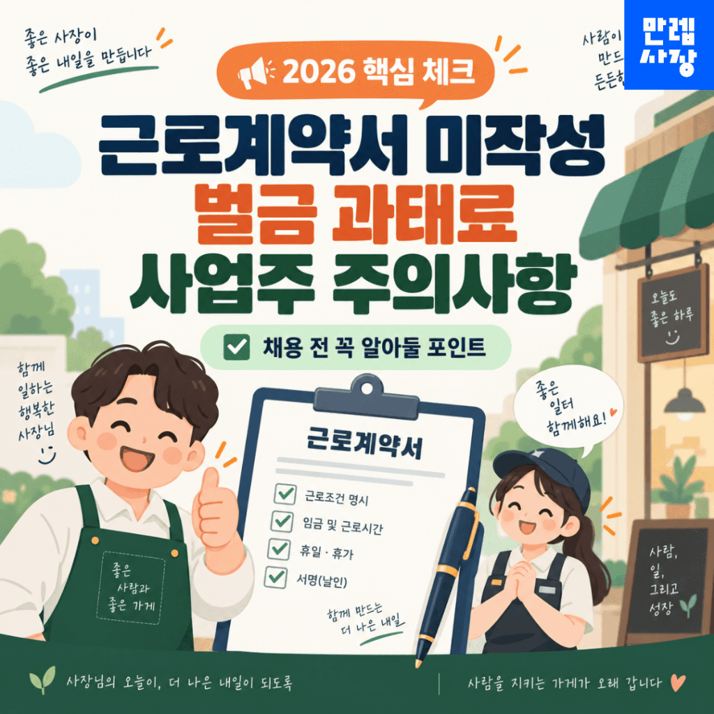 근로계약서 미작성 사업주 벌금 과태료와 작성 기준 안내