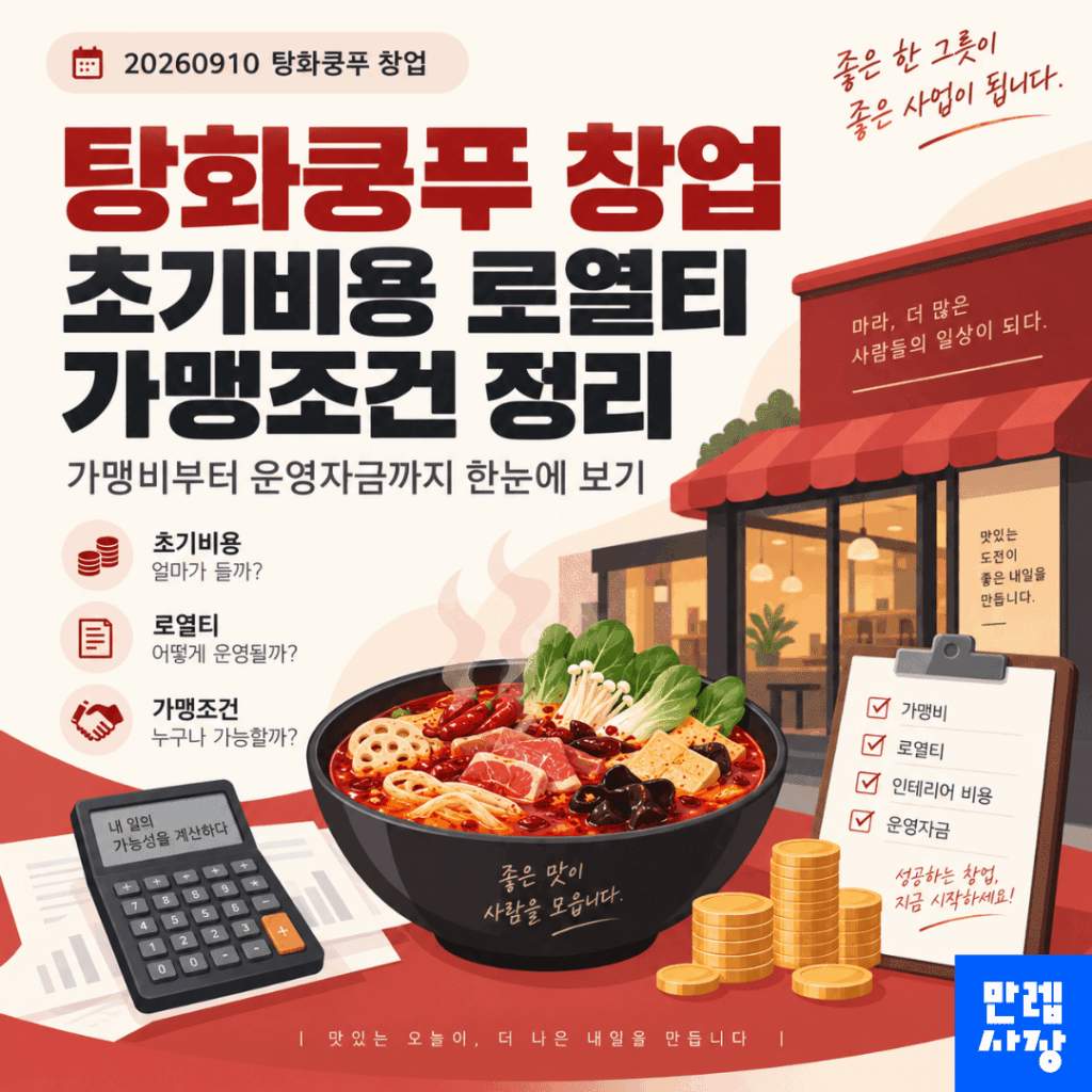 탕화쿵푸 창업 초기 투자 항목과 로열티 가맹조건 안내