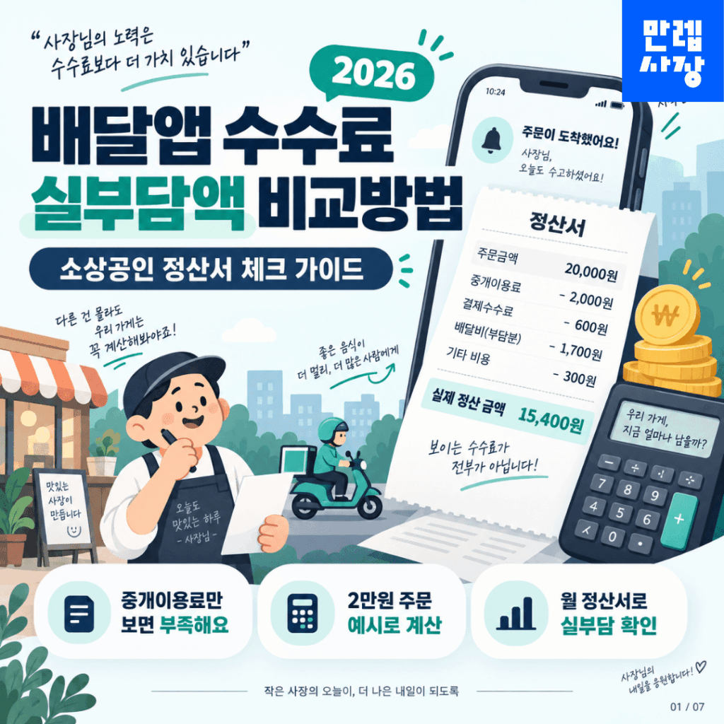 배달앱 수수료 소상공인 실부담액 계산과 비교방법